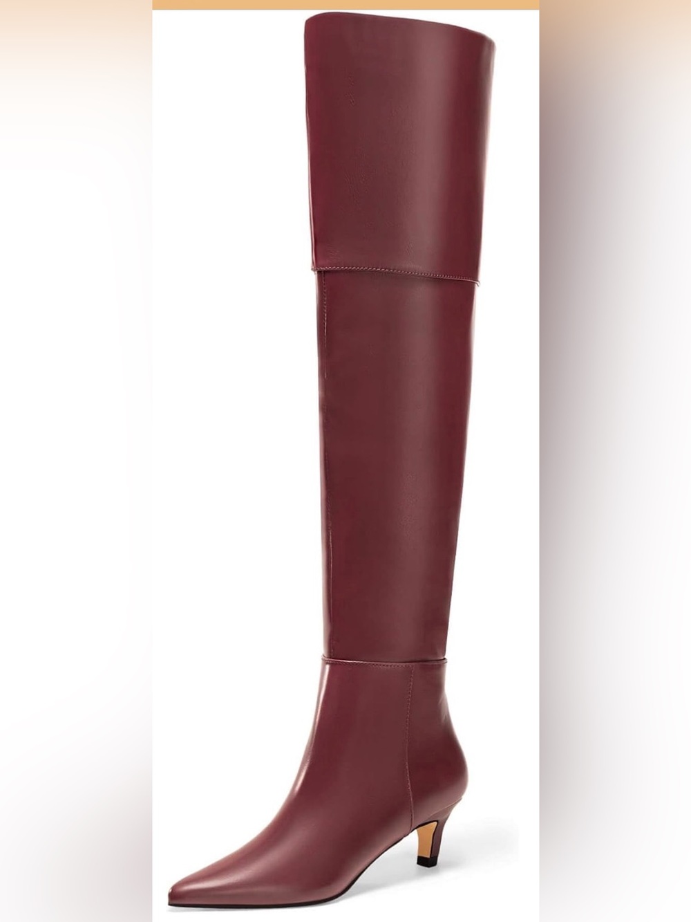 Coutgo Women’s Over-the-Knee Pointed-Toe Boot in Burgundy size 6.5